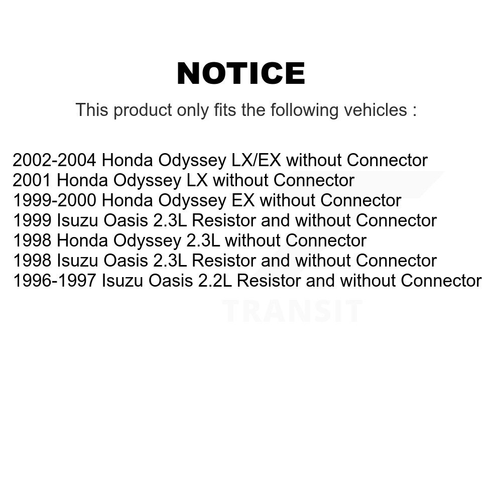[Arrière] Résistor de moteur à souffleur HVAC pour Honda Odyssey Isuzu Oasis SEN-2BMR0442