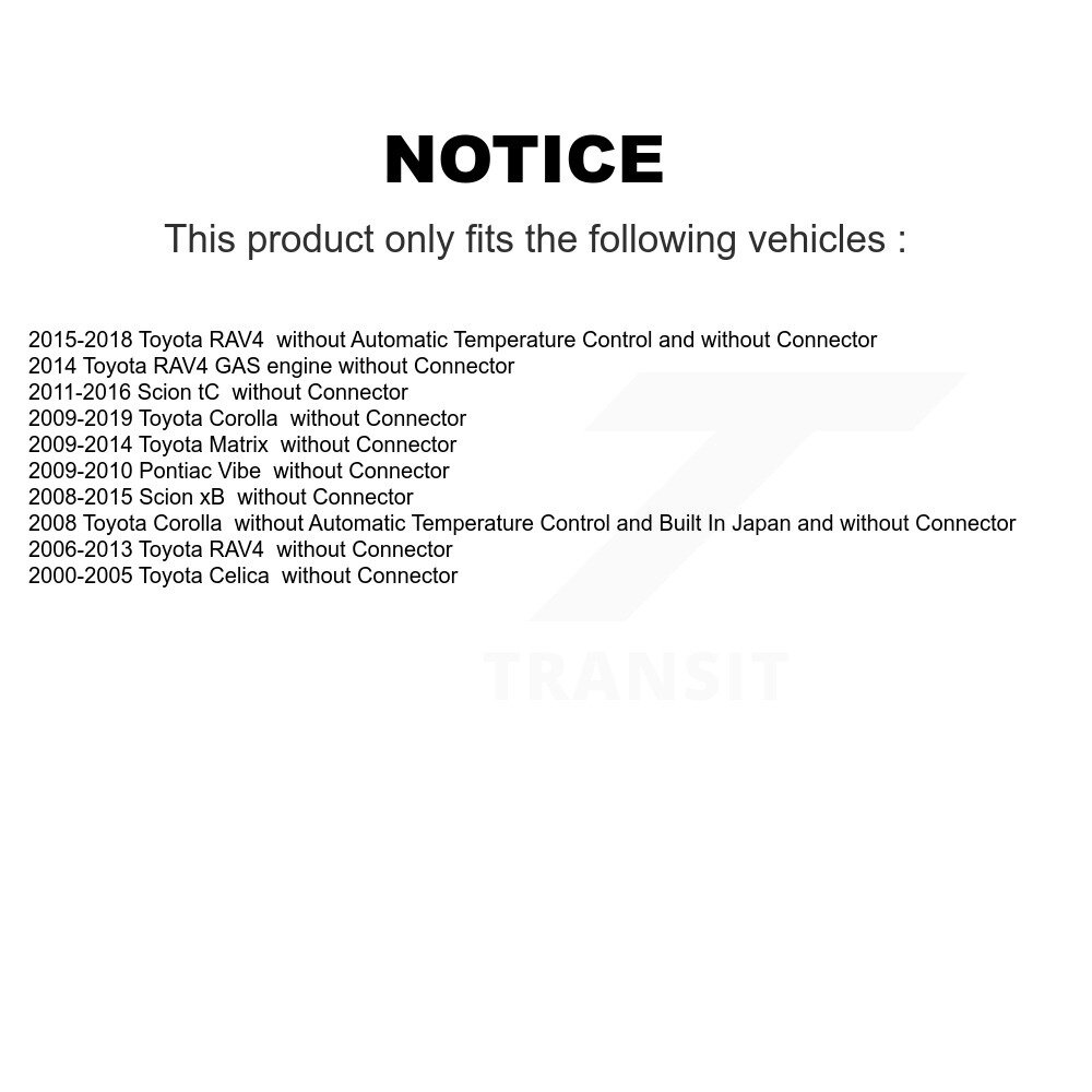 [N/A] Résistor de moteur de souffleur HVAC pour Toyota Corolla RAV4 Matrix Pontiac Vibe Scion tC