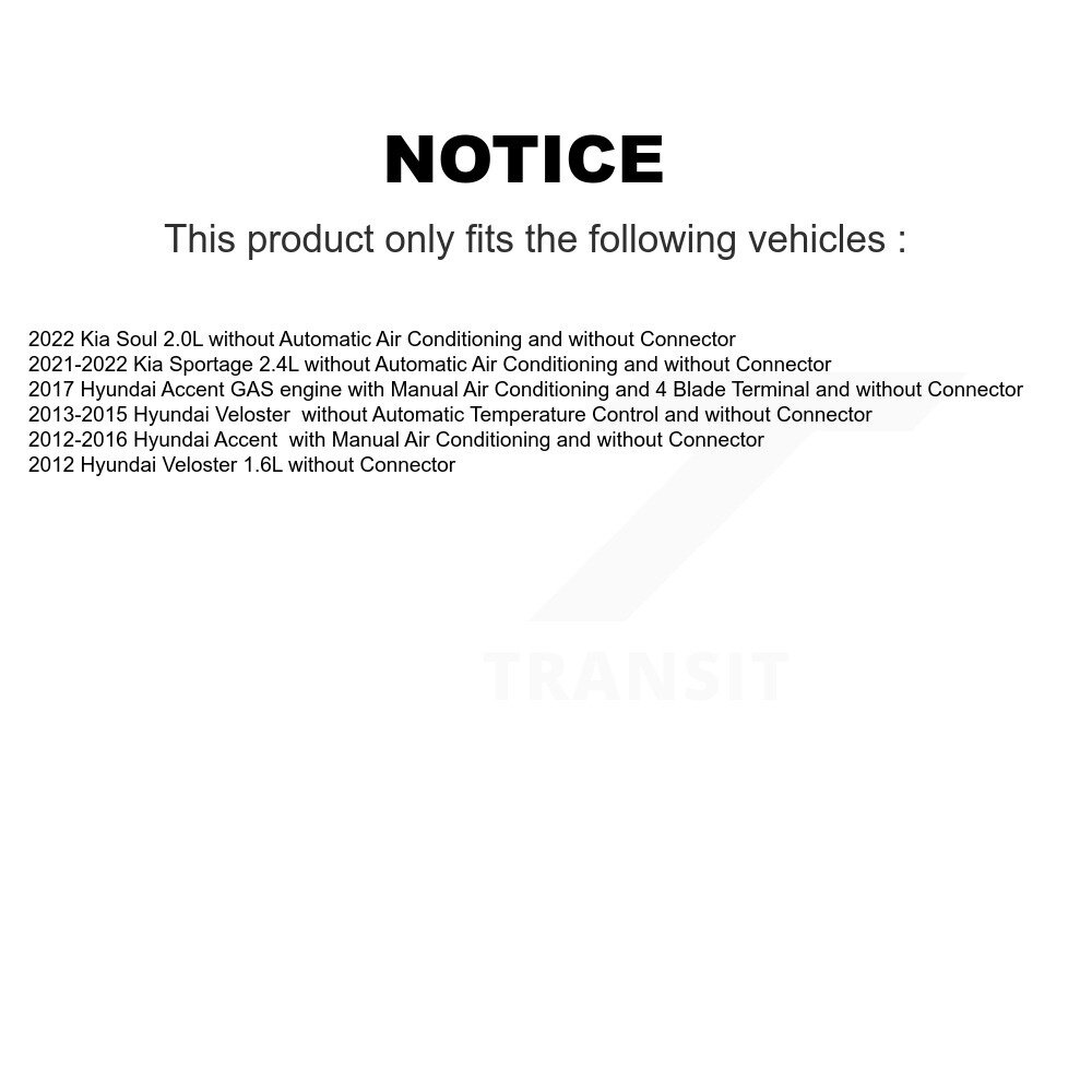 [N/A] Résistor de moteur HVAC Blower pour veloster Hyundai Accent sans connecteur 1.6L