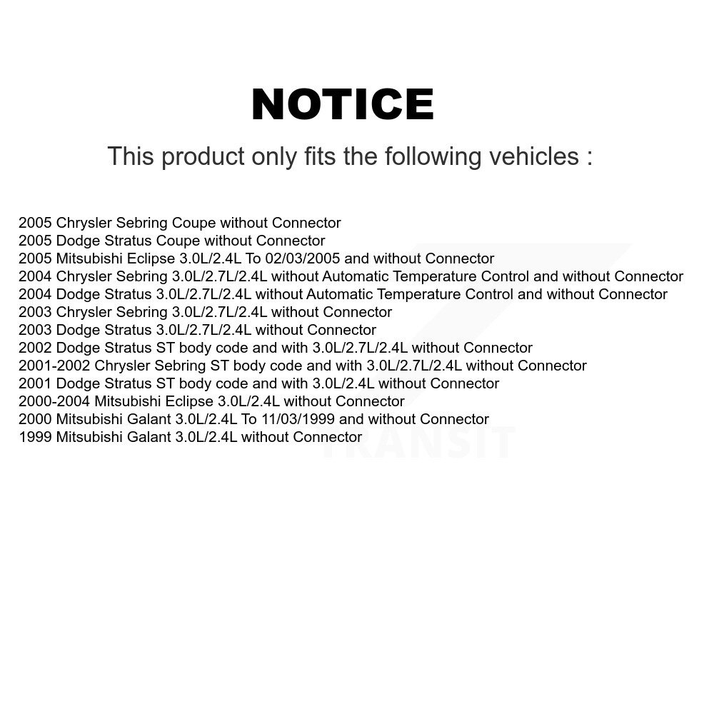 [N/A] Résistor moteur de souffleur CVC pour le Sebring Chrysler Mitsubishi Eclipse Dodge Stratus