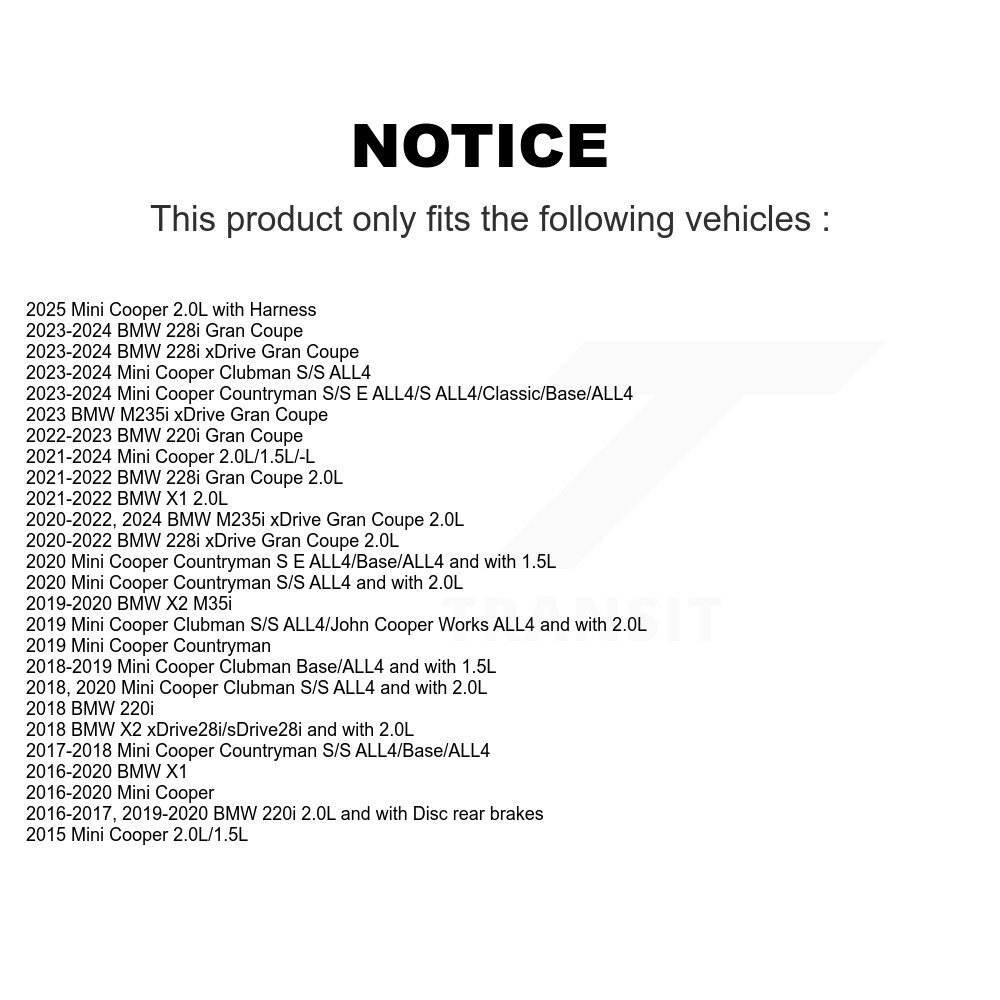 [Arrière] Plaquettes de frein arrière Capteur d'usure pour Mini Cooper BMW X1 Countryman X2 Clubman 228i