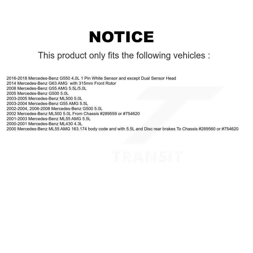 [Arrière] Capteur d'usure des plaquettes de frein pour Mercedes-Benz ML430 G500 G550 G63 AMG G55
