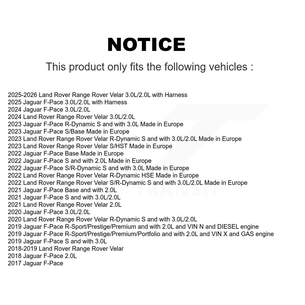 [Arrière] Plaques de frein Capteur d'usure pour Jaguar F-Pace Land Rover Range Velar SEN-2BWS0488