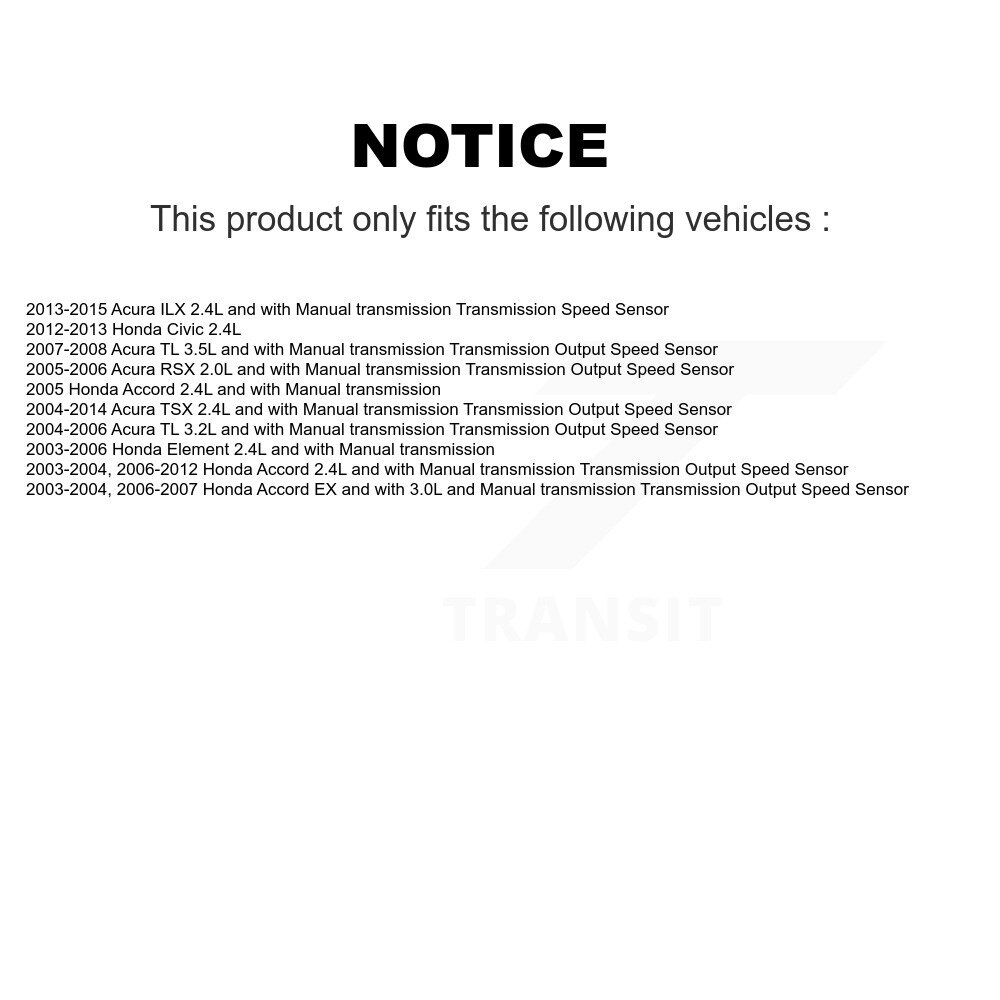 [N/A] Capteur de vitesse du véhicule pour Honda Civic Accord Acura TSX TL Element ILX RSX