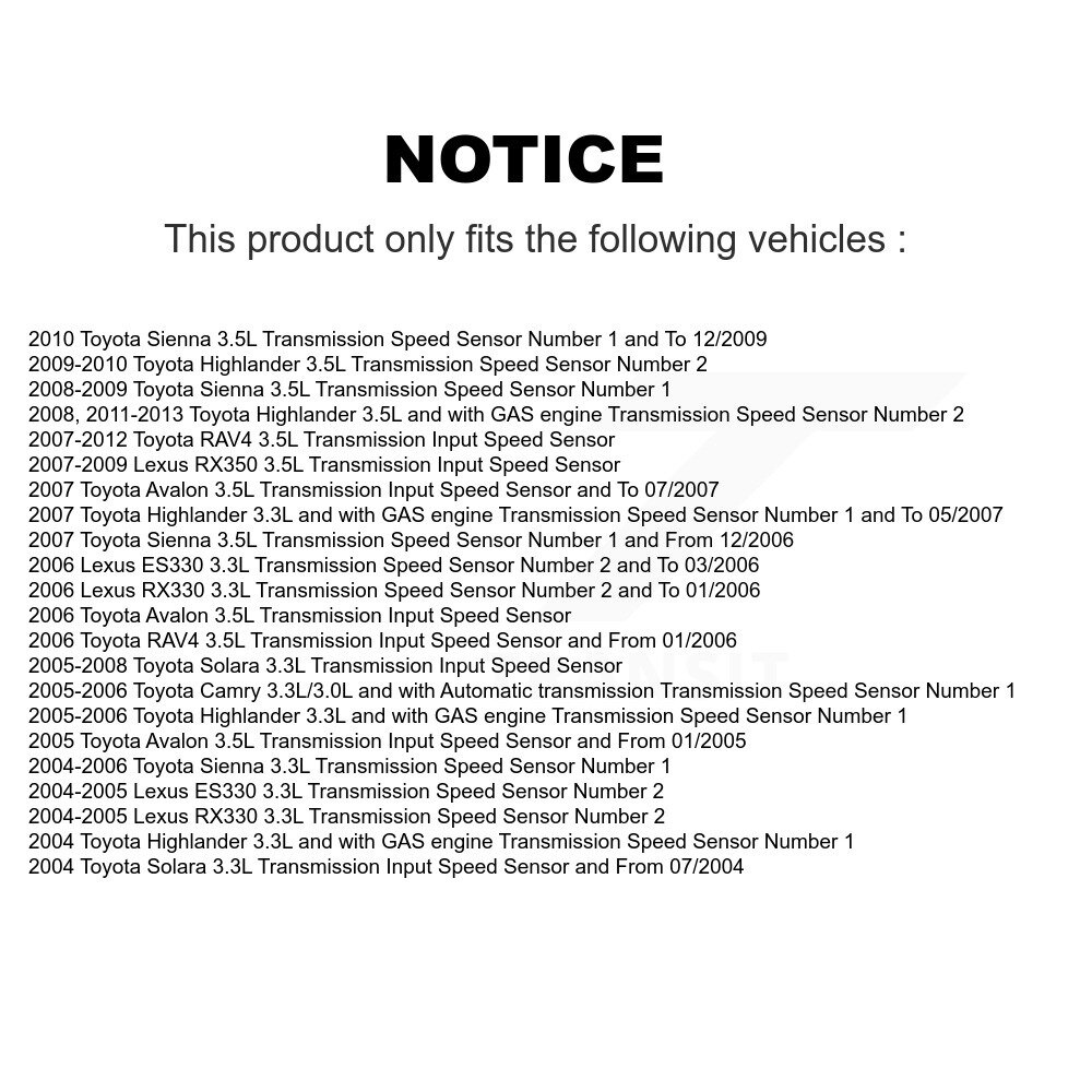 [N/A] Capteur de vitesse du véhicule pour Toyota RAV4 Sienna Highlander Camry Lexus RX350 RX330