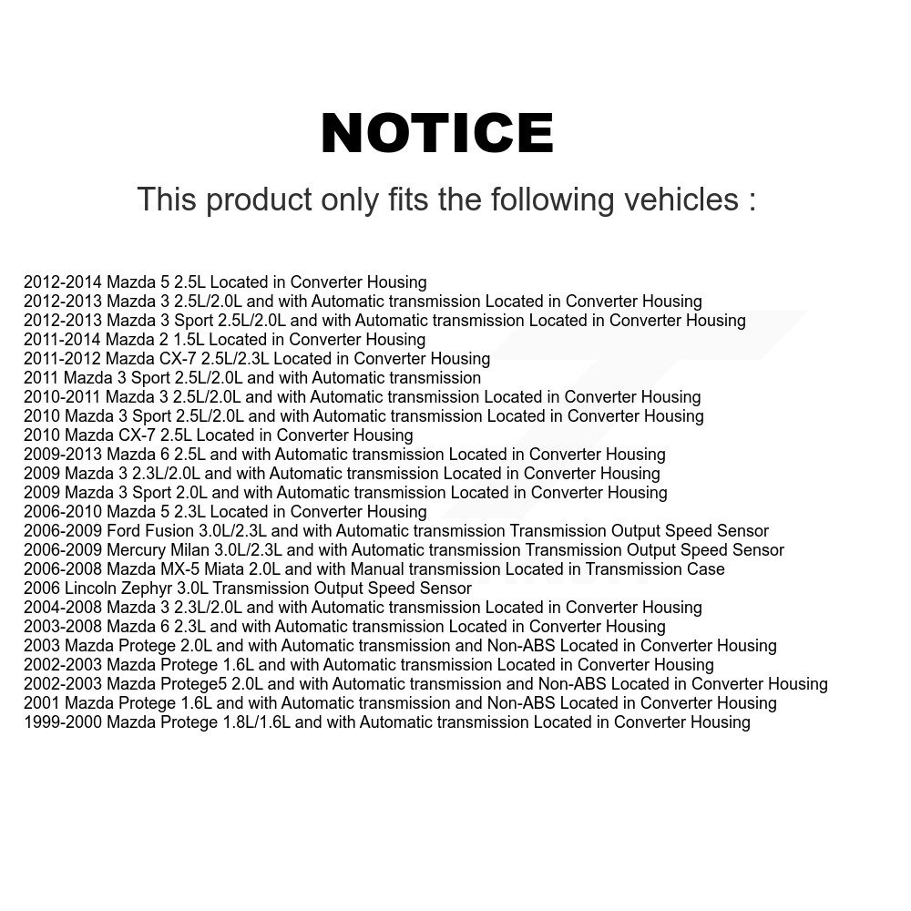 [N/A] Capteur de vitesse pour Mazda 3 5 6 2 CX-7 MX-5 Miata Protege Protege5 Sport