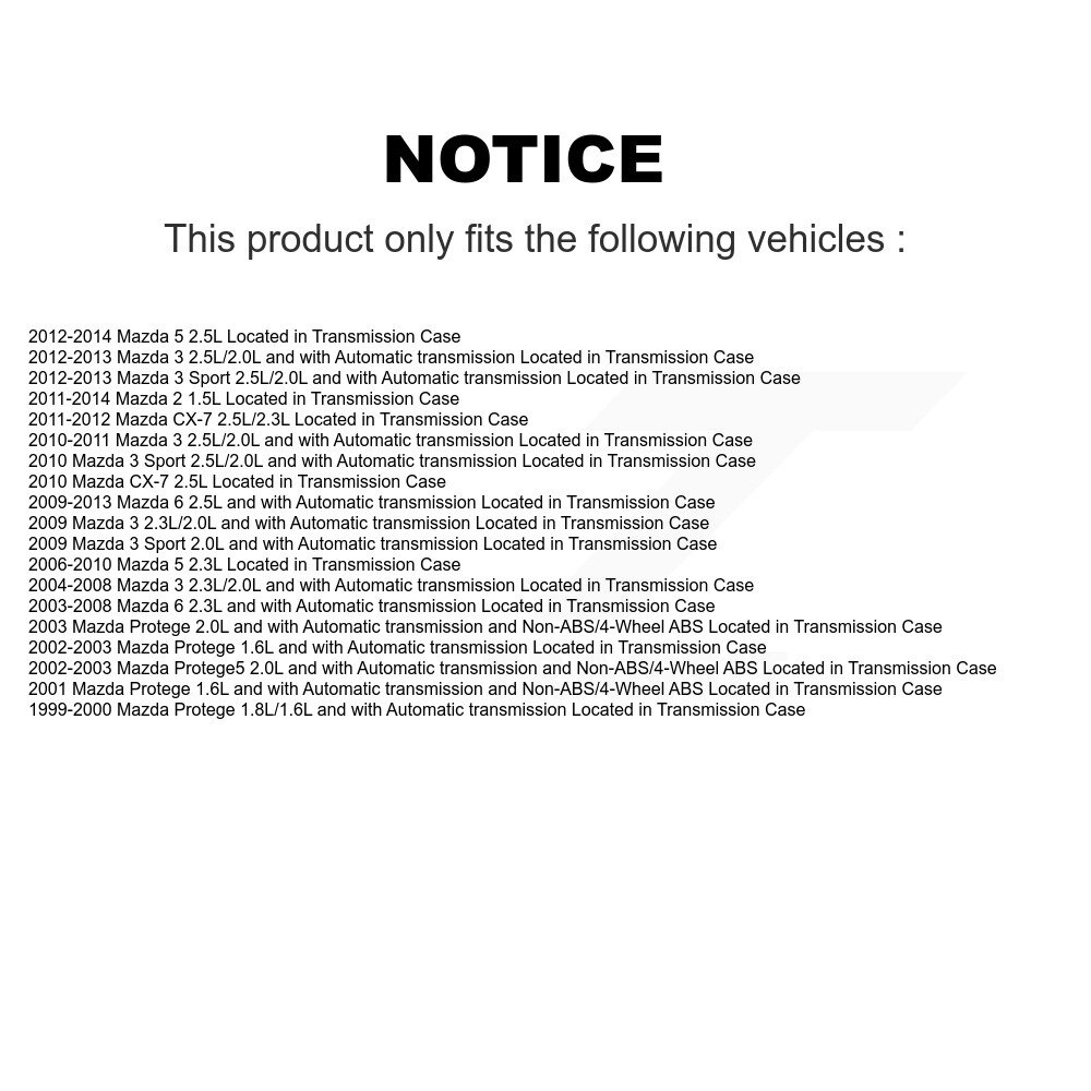 [N/A] Capteur de vitesse du véhicule pour Mazda 3 5 6 2 CX-7 Protege Protege5 Sport SEN-2VSS0096