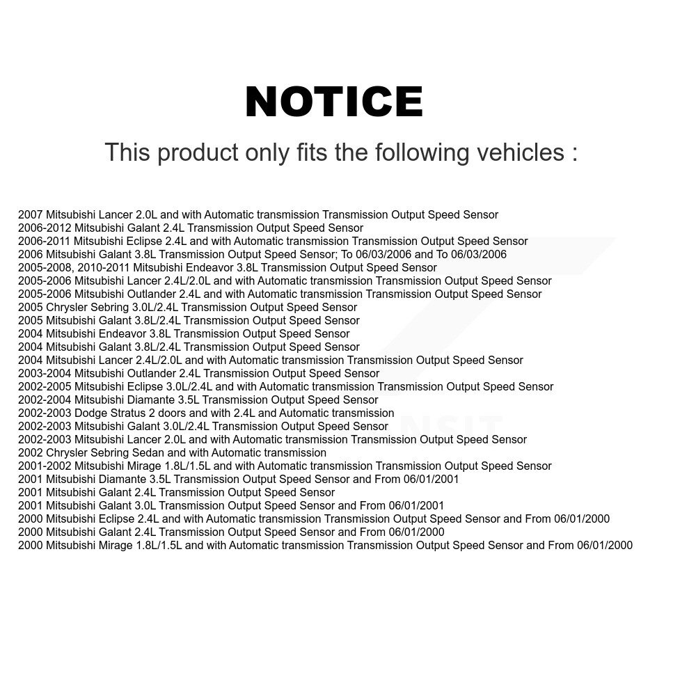 [N/A] Capteur de vitesse du véhicule pour Mitsubishi Eclipse Chrysler Sebring Lancer Endeavor