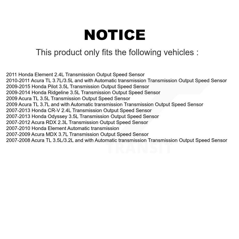 [N/A] Capteur de vitesse du véhicule pour 12-13 Honda CR-V Sortie de transmission 2.4L SEN-2VSS0199
