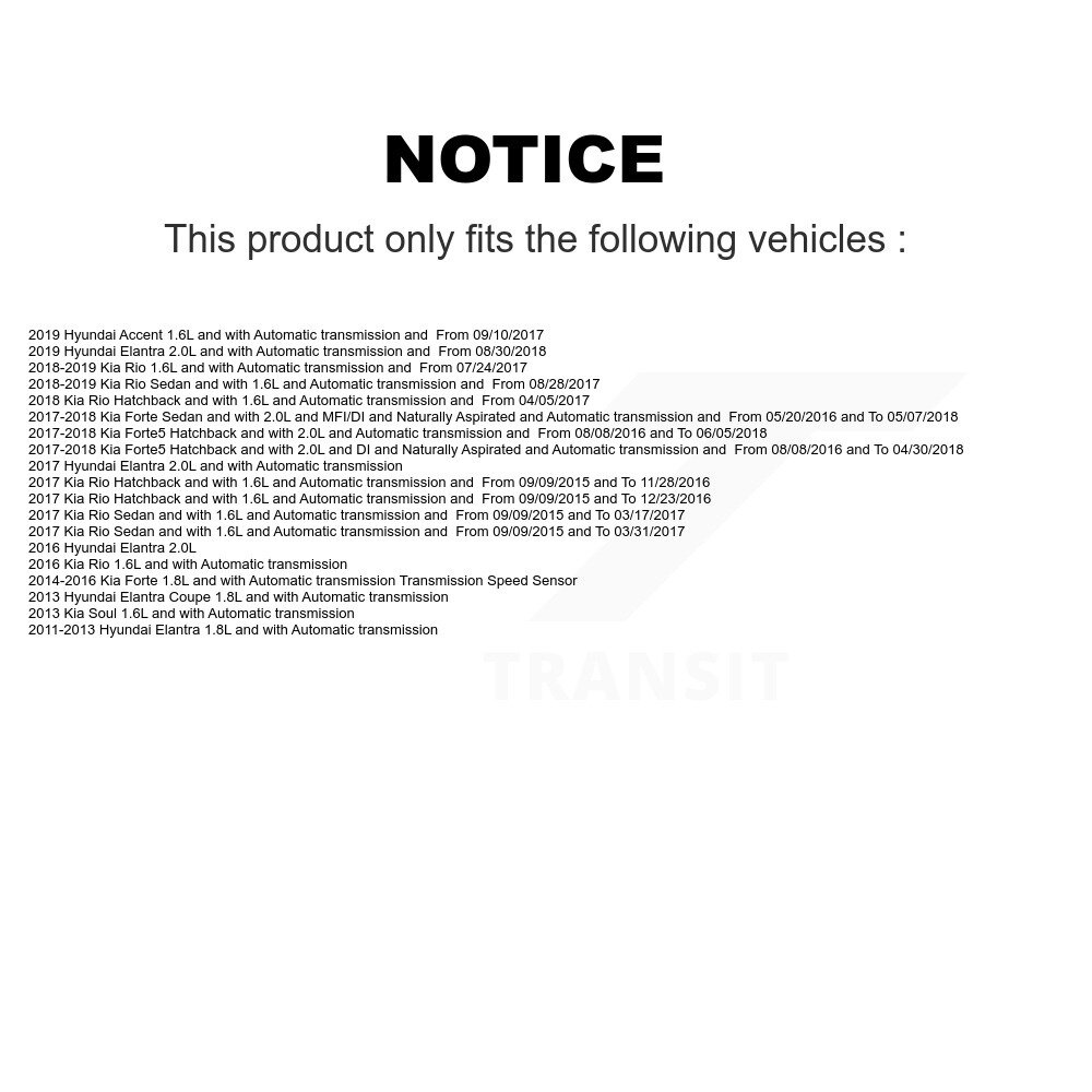 [N/A] Capteur de vitesse pour Hyundai Elantra Kia Forte Rio Soul Accent Forte5 Coupe