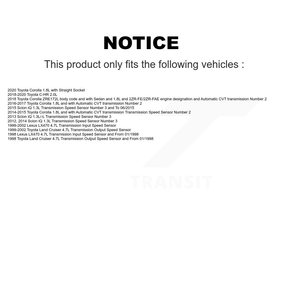 [N/A] Capteur de vitesse pour Toyota Corolla C-HR iM Scion iQ Lexus LX470 Cruiser terrestre