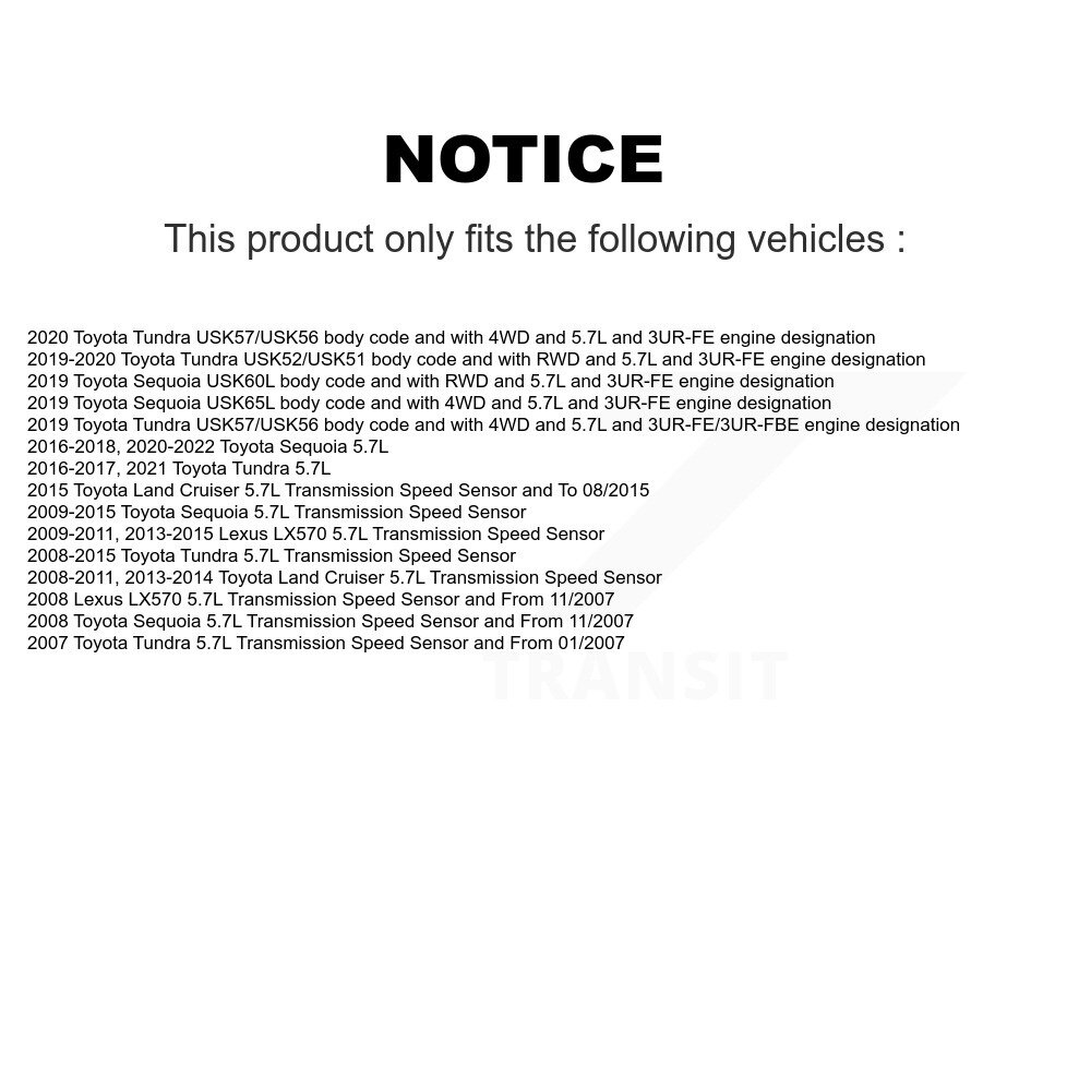 [N/A] Capteur de vitesse pour Toyota Tundra Sequoia Lexus LX570 Land Cruiser SEN-2VSS0737