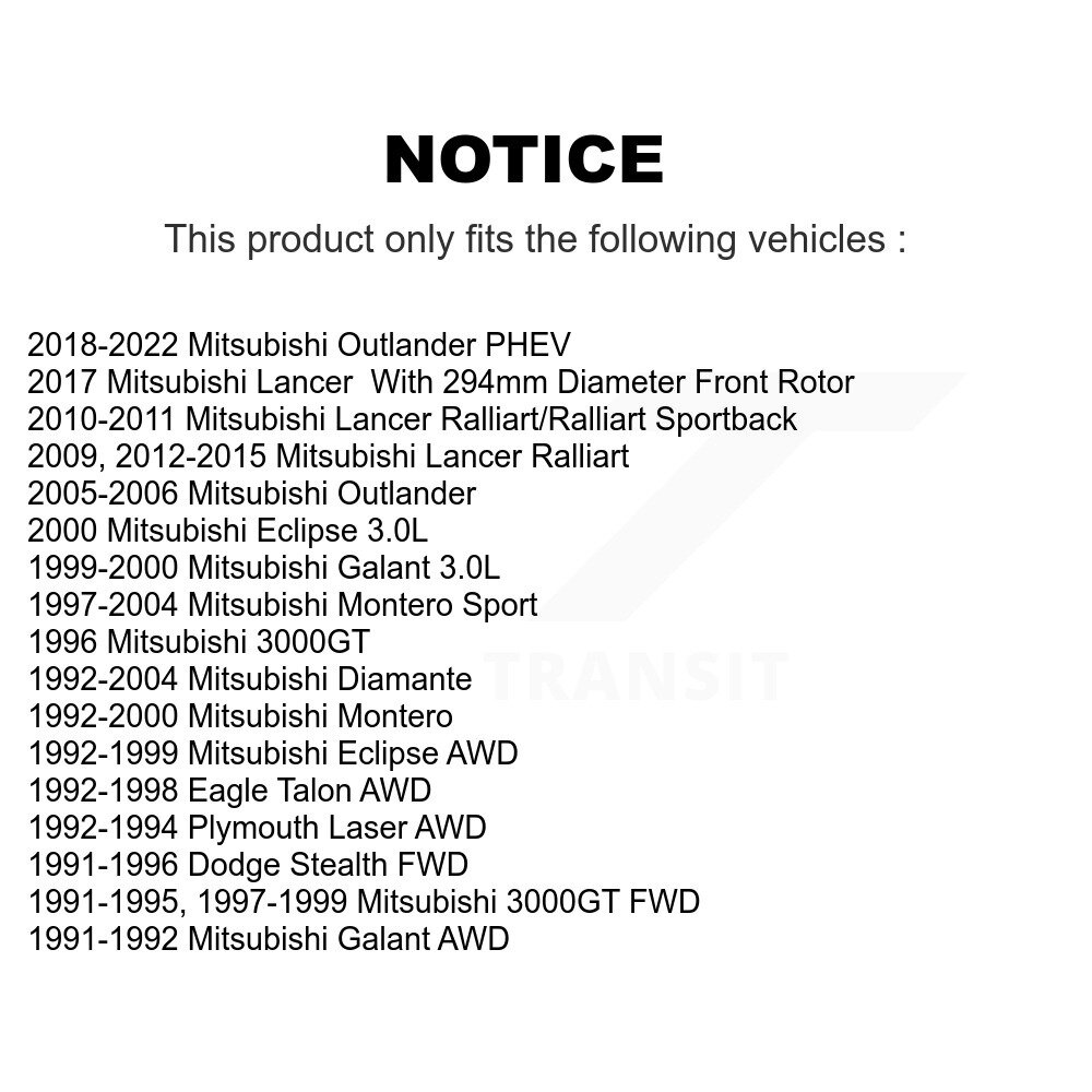 [Front] Semi-métalliques avant Plaquettes de frein disque pour Mitsubishi Lancer Outlander PHEV Dodge
