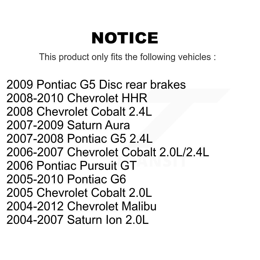 [Arrière gauche] Étalonnier de frein arrière gauche pour Chevrolet Malibu Pontiac Cobalt G5 G6 Saturne Ion HHR
