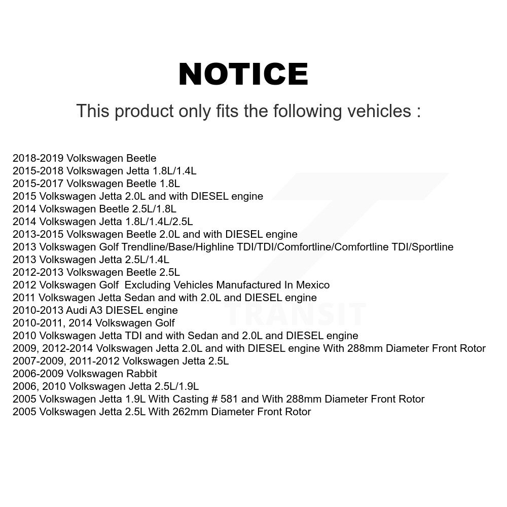 [Front Left] Disque avant gauche Étalonneur de frein pour Volkswagen Jetta Golf Beetle Rabbit Audi A3