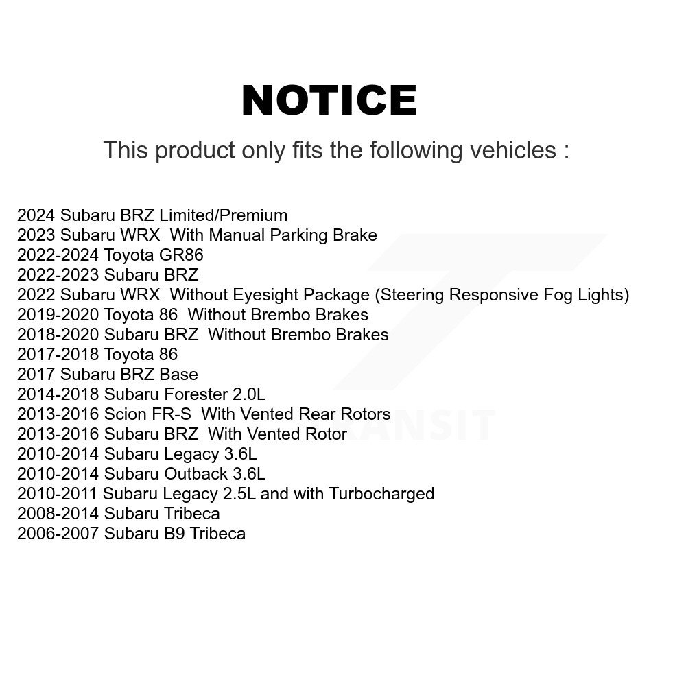 [Arrière] Plaquettes de frein en céramique arrière pour l'arrière de la forêt Subaru Legacy BRZ WRX Scion 86