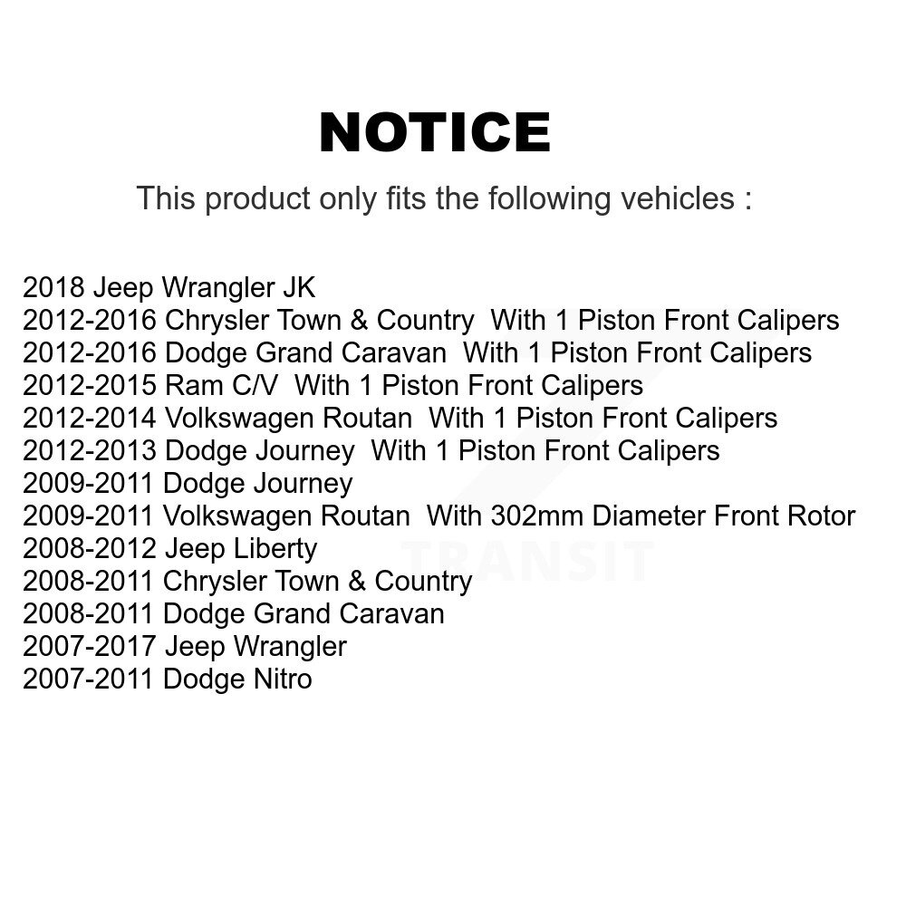 [Front] Plaquettes de frein pour Dodge Grand Caravan Jeep Wrangler Ville de voyage