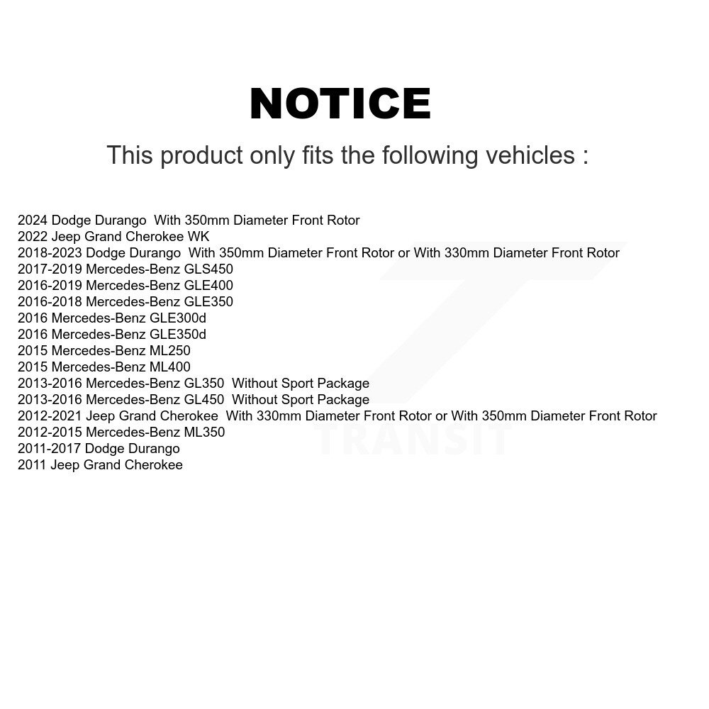 [Front] Plaquettes de frein en céramique pour Jeep Grand Cherokee Dodge Durango ML350 GLE400