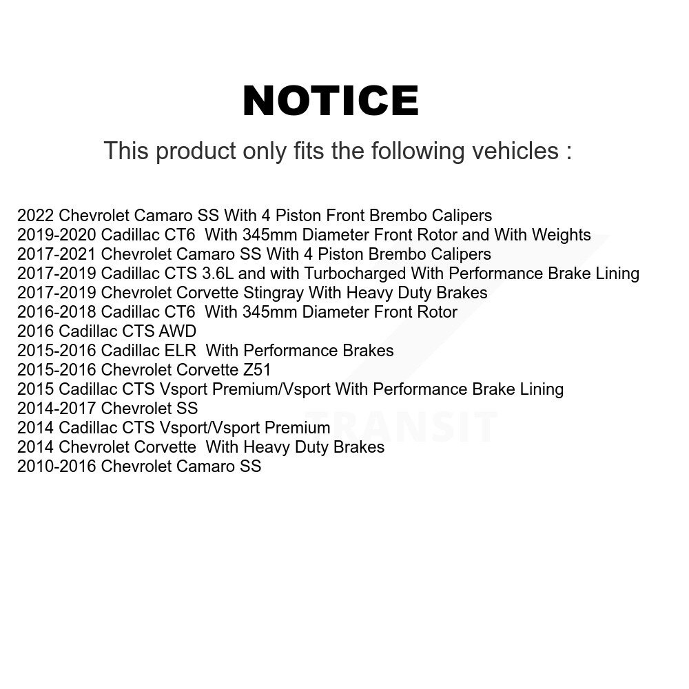 [Front] Plaquettes de frein en céramique avant pour Chevrolet Camaro Corvette Cadillac CTS CT6 SS