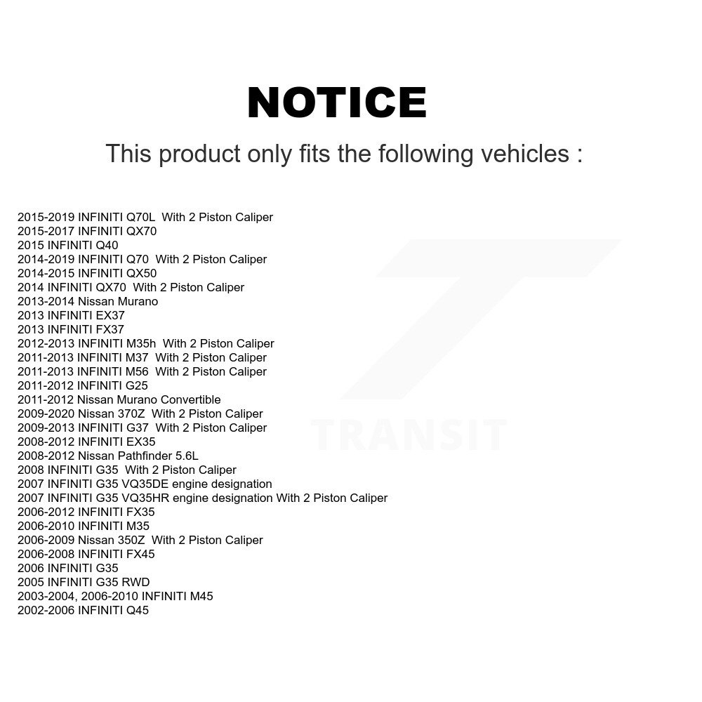 [Front] Plaquettes de frein pour disques de céramique avant pour INFINITI Nissan Murano G37 G35 Pathfinder EX35