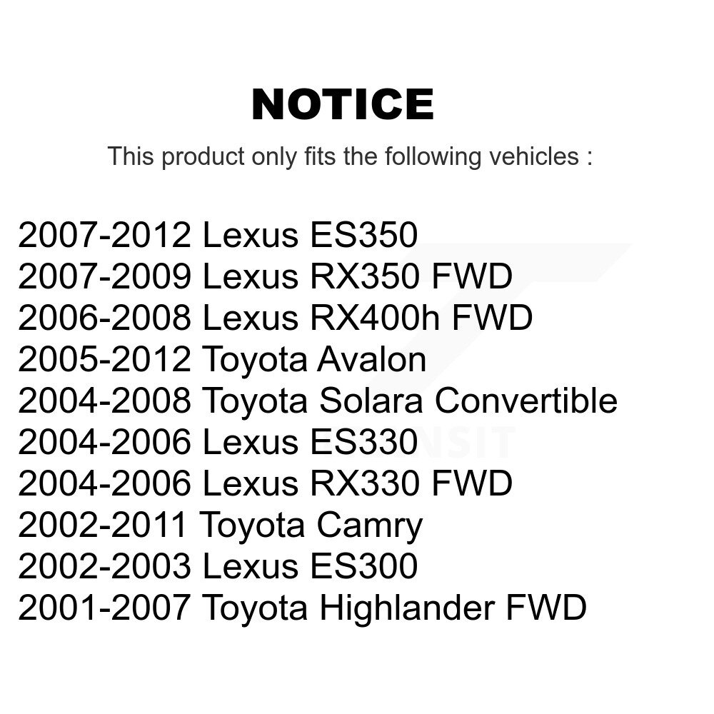 [Arrière] Bra de suspension arrière pour Toyota Camry Lexus ES350 Highlander RX350 RX330