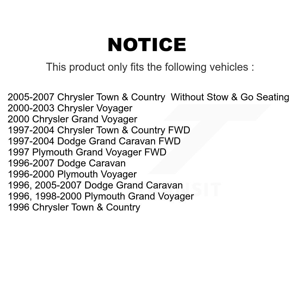 [Arrière] Suspension arrière Barre de piste pour Dodge Grand Caravan Chrysler Ville et Pays