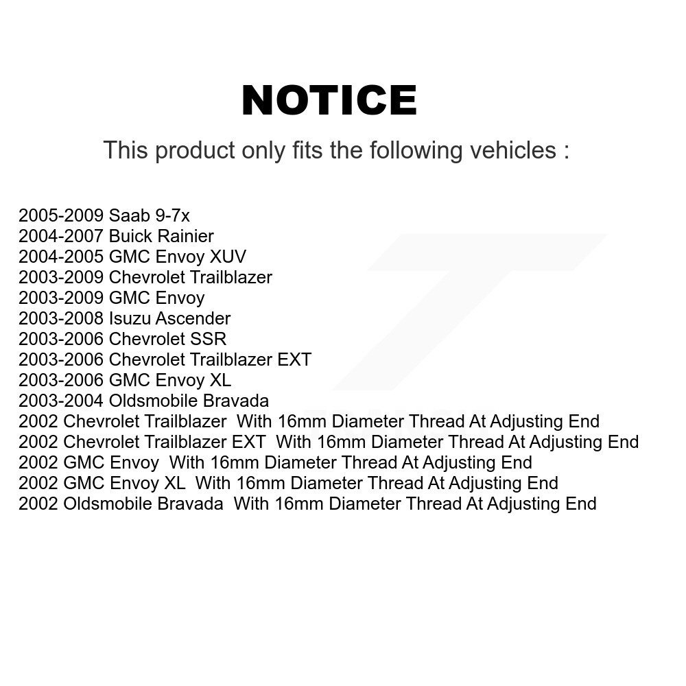 [Front Left Outer] Attache de direction avant gauche pour Chevrolet GMC Trailblazer Envoy XL EXT