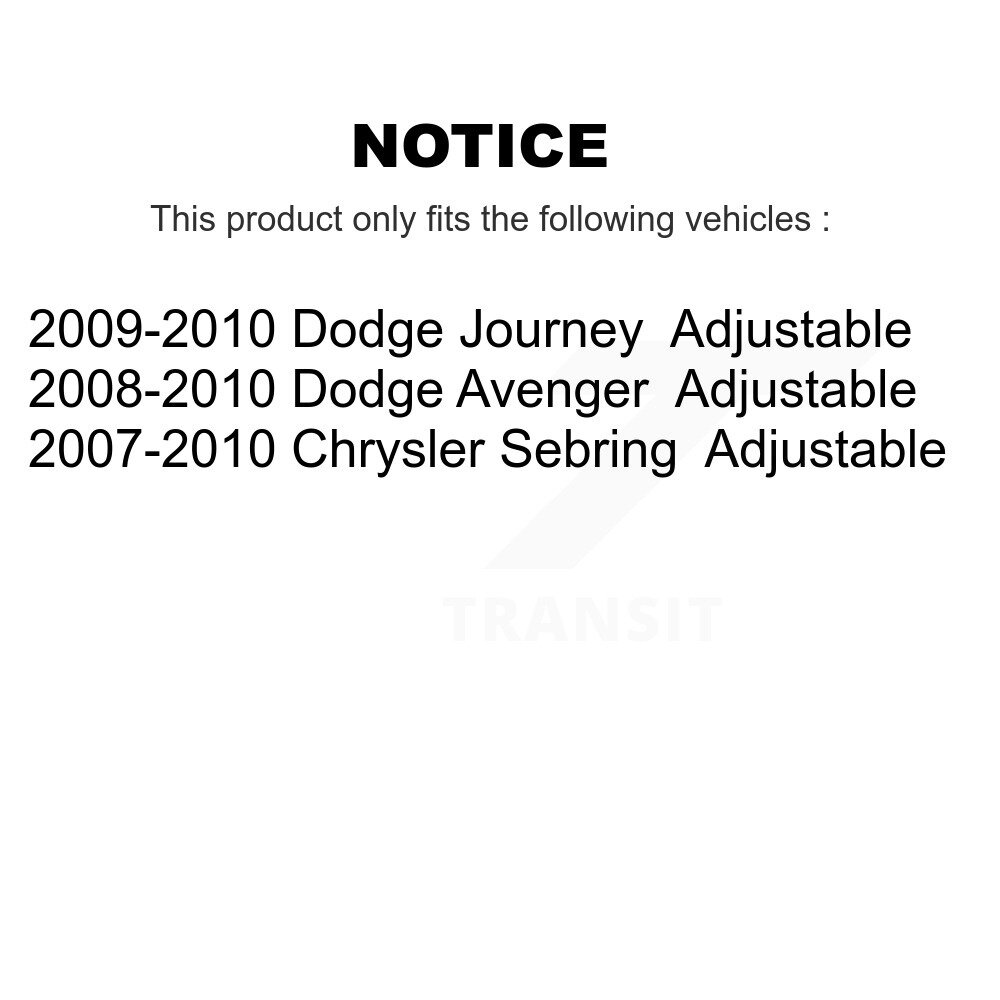 [Arrière supérieur] Arme latérale supérieure arrière pour Dodge Journey Chrysler Sebring Avenger réglable