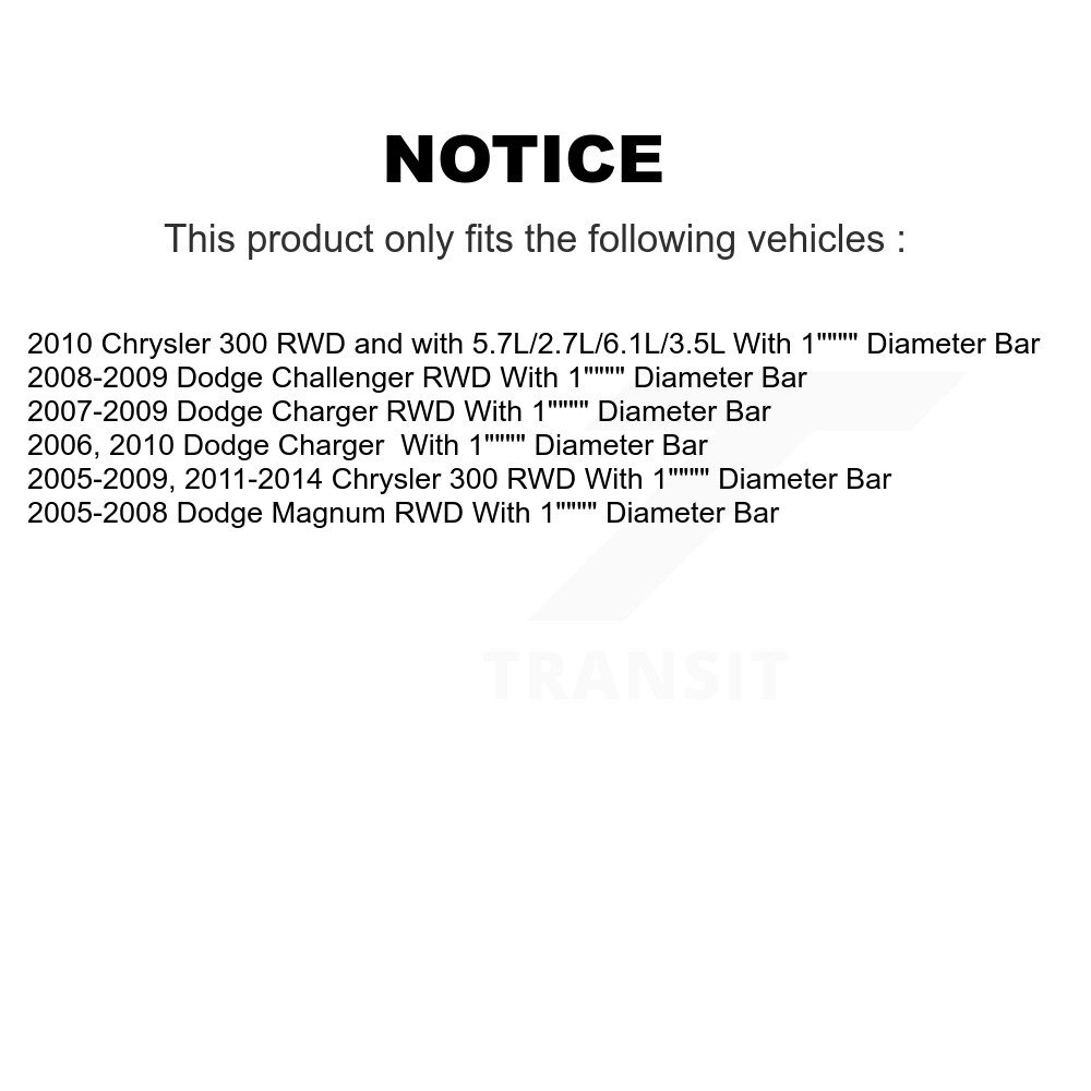 [Front To Frame] Kit de fixation de la barre de stabilisateur pour Chrysler 300 Dodge