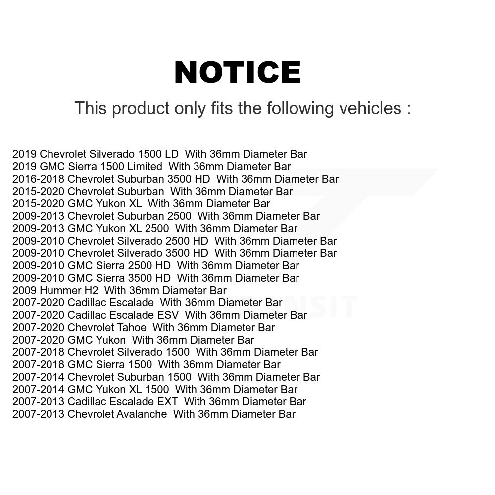 [Front To Frame] Kit de fixation pour barre de stabilisant pour Chevrolet GMC Sierra HD