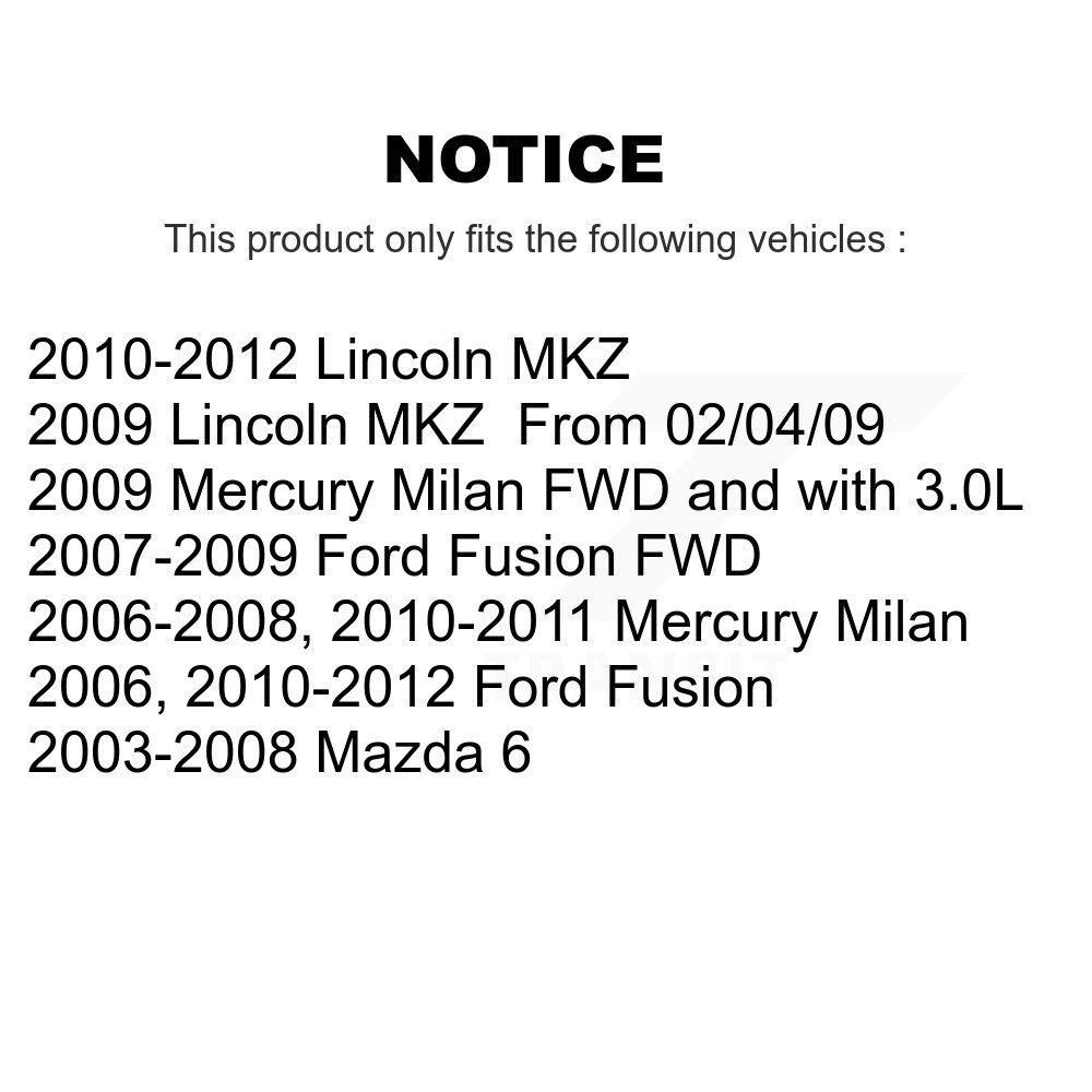 [Front To Frame] Kit de fixation de la barre de stabilisateur pour Ford Fusion Mazda 6 MKZ