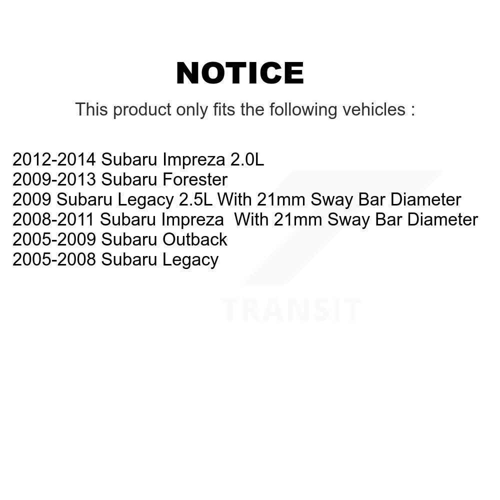 [Front To Frame] Avant de cadre Suspension Stabilisateur Barre Bushing pour Subaru Impreza Forester