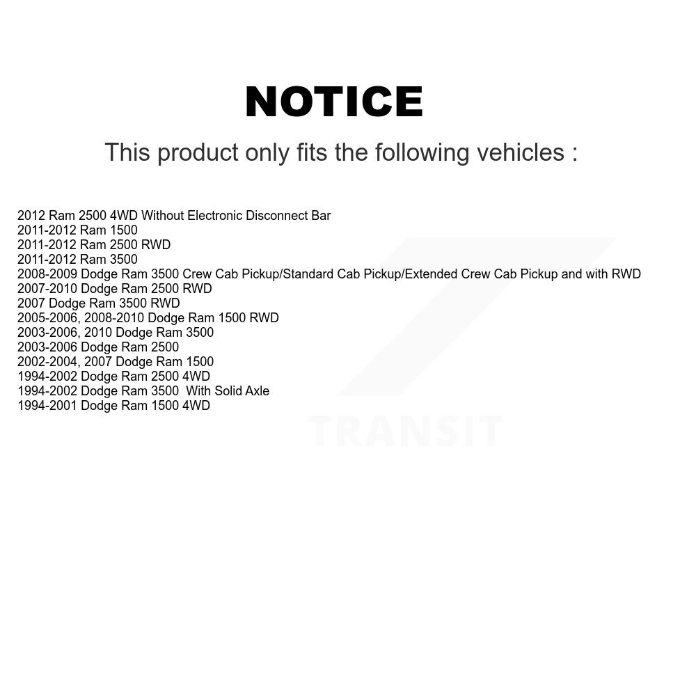 [Front] Stabilisateur de suspension avant Kit de réparation de lien de barre pour Dodge Ram 1500 2500 3500