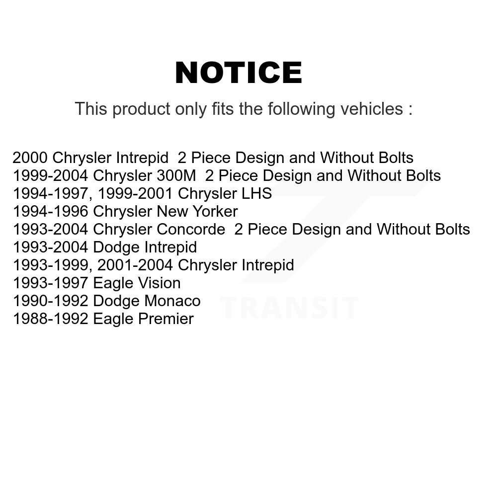 [Avant Intérieur] Kit de bûcheron avant intérieur pour Dodge Intrépide Chrysler 300M