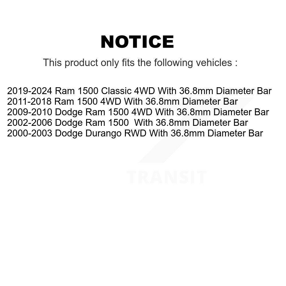 [Front To Frame] Pour cadrer la barre de stabilisation de la suspension Kit pour Dodge classique Ram 1500