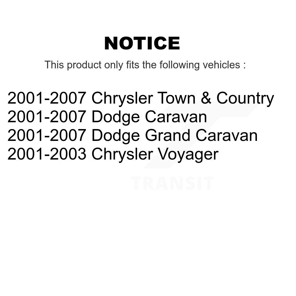 [Front To Frame] Avant de cadre de suspension stabilisant barre Bushing Kit pour Dodge Grand Caravan &