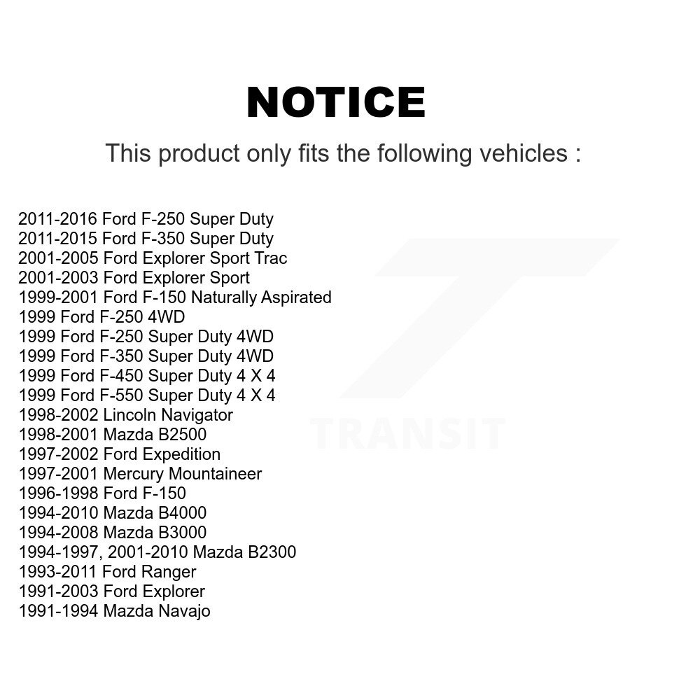 [Arrière] Stabilisateur de suspension Kit de réparation de lien de barre pour Ford Ranger F-250 Super Duty F-350