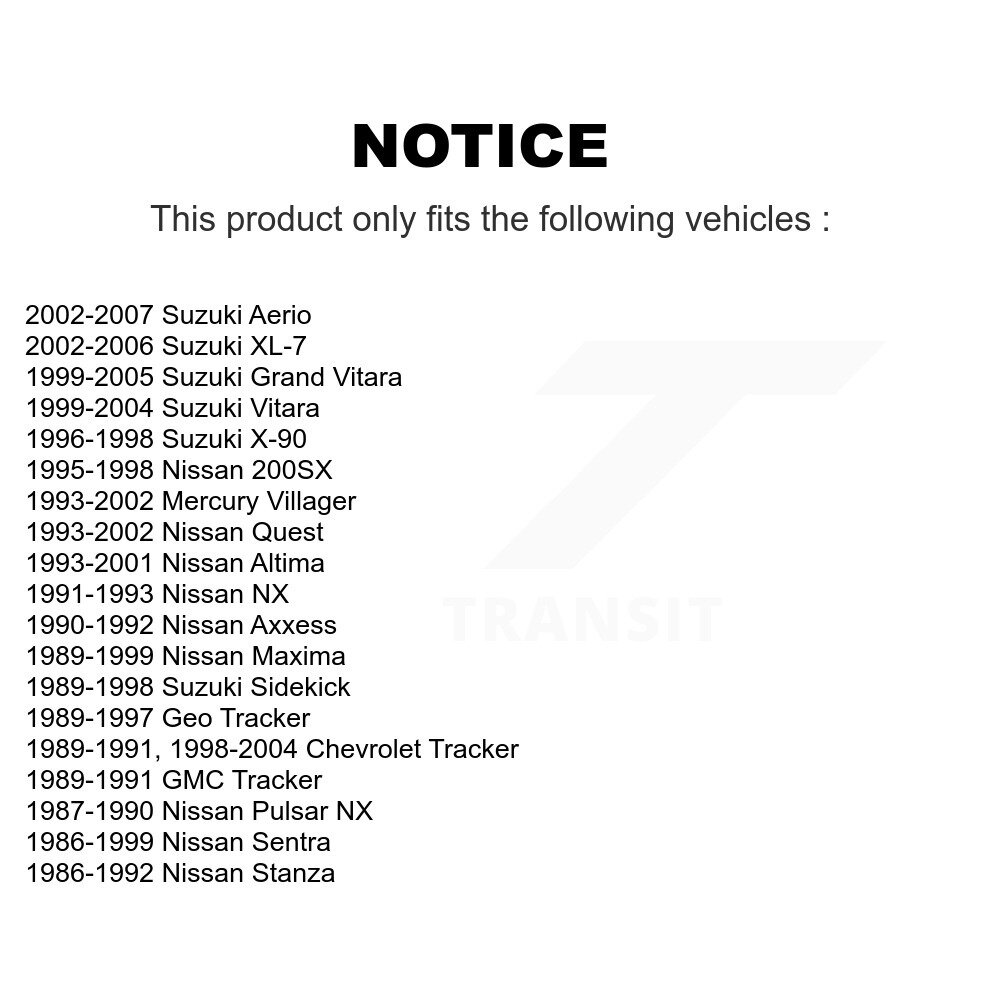 [Front] Stabilisateur de suspension Kit de réparation de lien de barre pour Suzuki Tracker Chevrolet Nissan NX