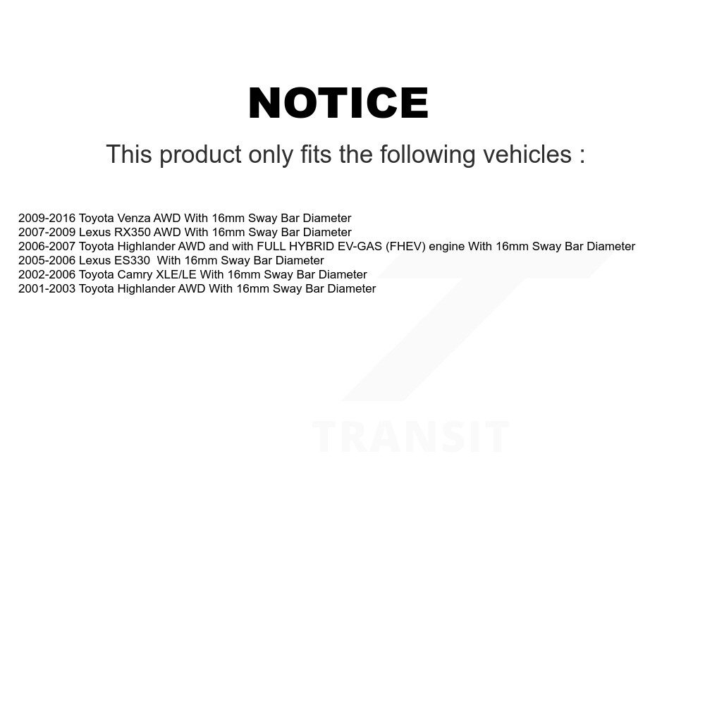 [De l'arrière au cadre] Stabilisateur de suspension arrière au cadre Barres en bois Kit pour Toyota Venza Camry Lexus