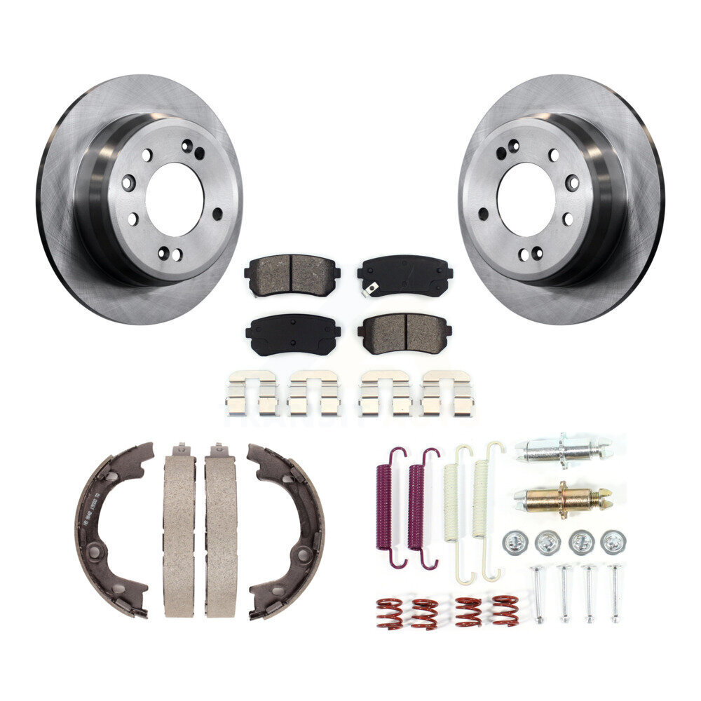 Transit Auto Rear Disc Rotors Semi-Metallic Pads Parking Brake Shoes And Hardware Kit K8S-104786