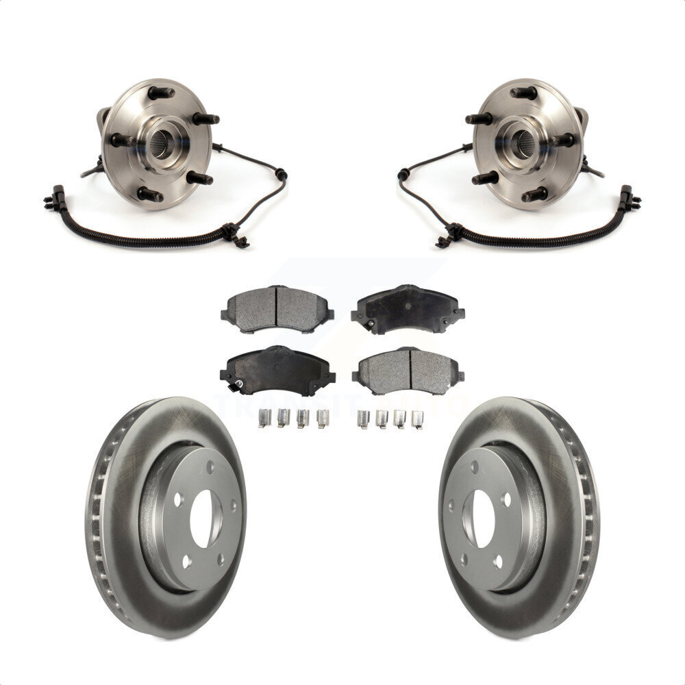 Transit Auto Front Hub Bearing Assembly Coated Disc Brake Rotors And Ceramic Pads Kit KBB-104601