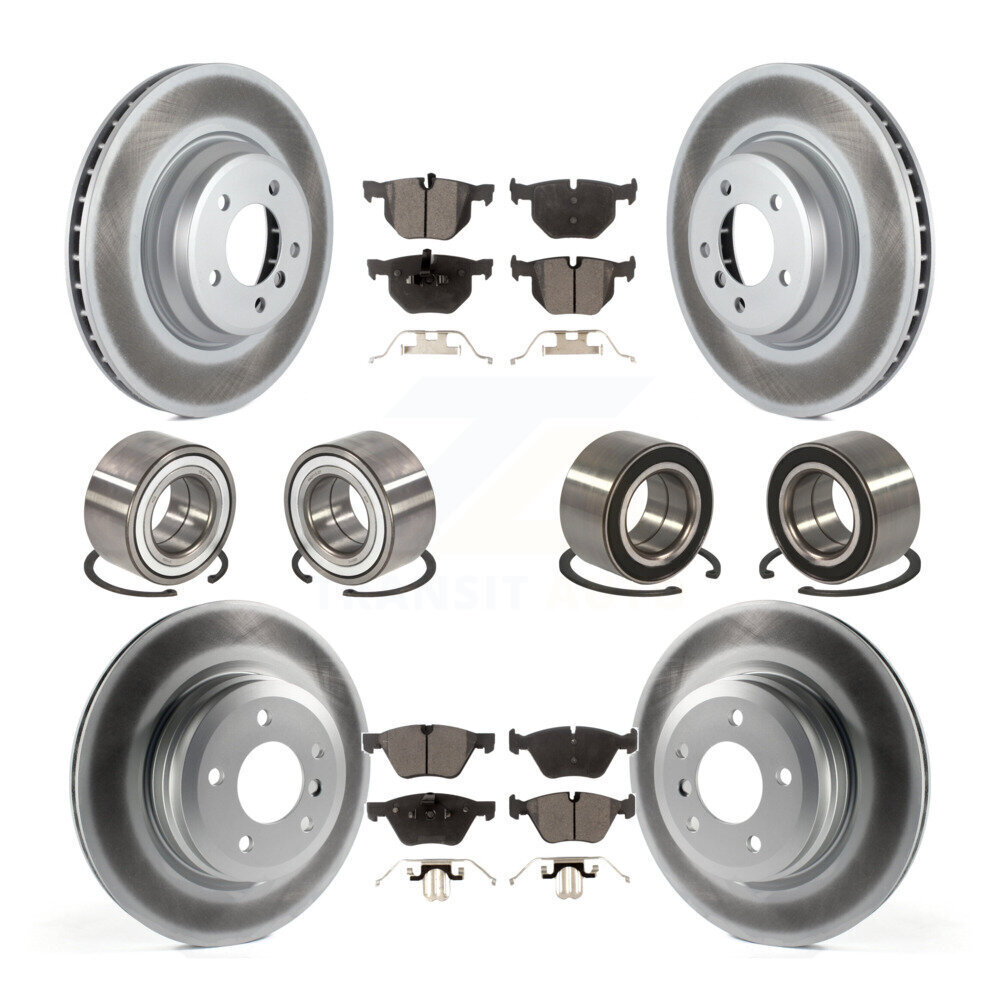 Transit Auto Front Rear Wheel Bearings Coated Disc Brake Rotors And Semi-Metallic Pads Kit (10Pc) KBB-107944