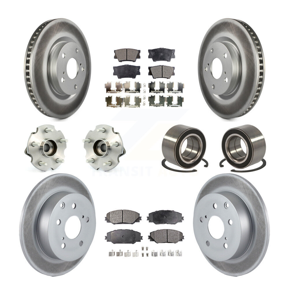 Transit Auto Front Rear Wheel Hub Bearings Assembly Coated Disc Brake Rotors And Ceramic Pads Kit (10Pc) KBB-108474