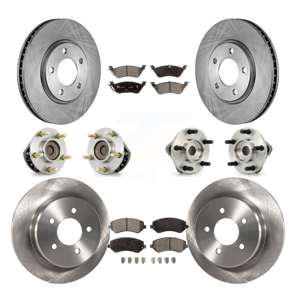 Transit Auto Front Rear Hub Bearings Assembly Disc Brake Rotors And Semi-Metallic Pads Kit (10Pc) KBB-108772