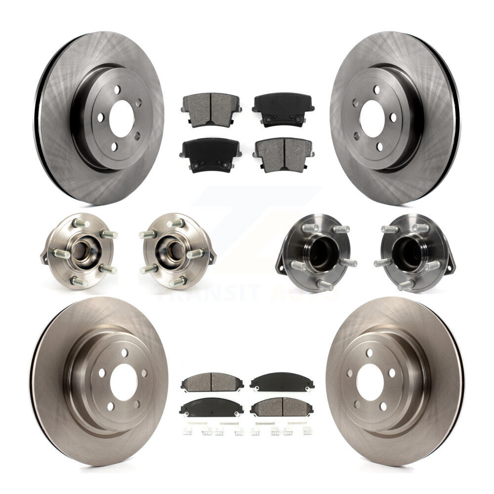 Transit Auto Front Rear Hub Bearings Assembly Disc Brake Rotors And Semi-Metallic Pads Kit (10Pc) KBB-109643