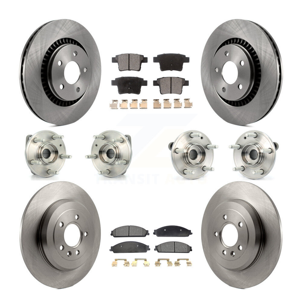 Transit Auto Front Rear Hub Bearings Assembly Disc Brake Rotors And Ceramic Pads Kit (10Pc) KBB-110251