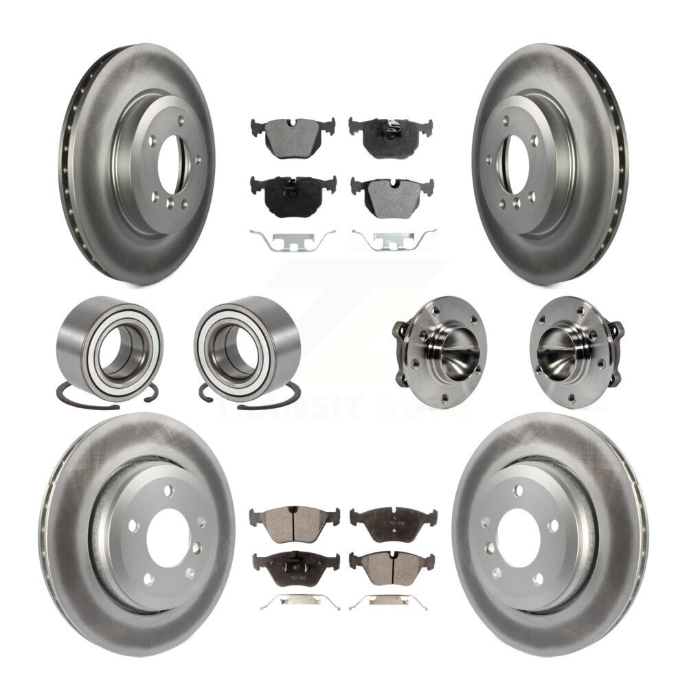 Transit Auto Front Rear Wheel Hub Bearings Assembly Coated Disc Brake Rotors And Semi-Metallic Pads Shoes Kit (10Pc) KBB-111766
