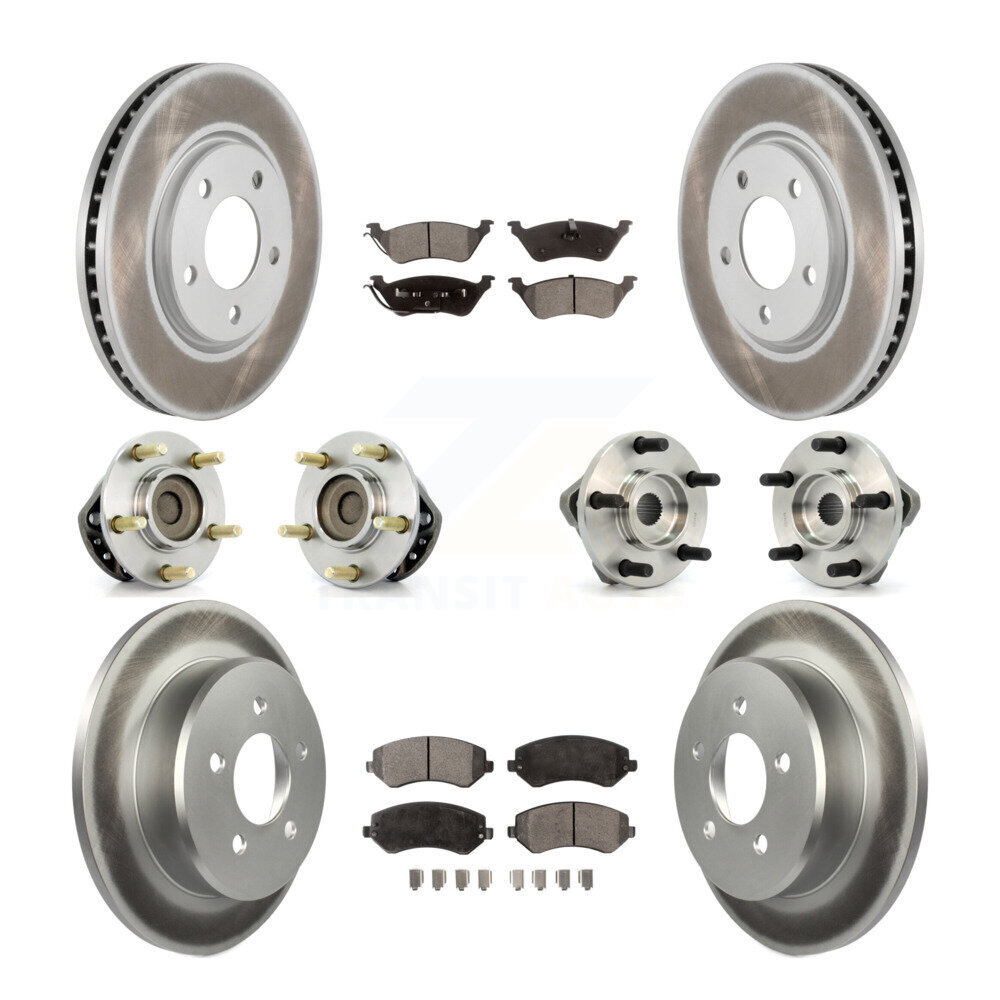 Transit Auto Front Rear Hub Bearings Assembly Coated Disc Brake Rotors And Ceramic Pads Kit (10Pc) KBB-112548