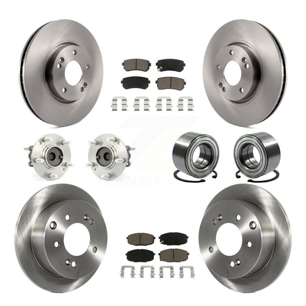 Transit Auto Front Rear Wheel Hub Bearings Assembly Disc Brake Rotors And Ceramic Pads Kit (10Pc) KBB-117081