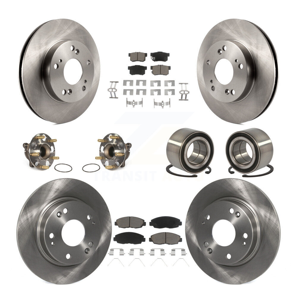Transit Auto Front Rear Wheel Hub Bearings Assembly Disc Brake Rotors And Ceramic Pads Kit (10Pc) KBB-117119